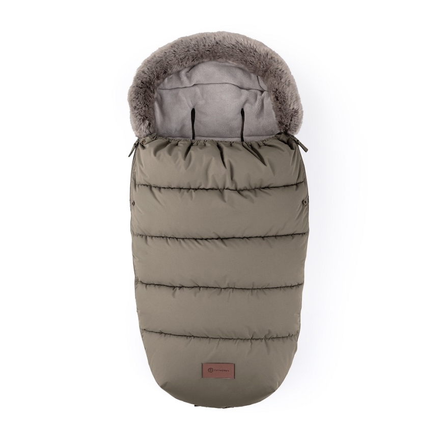 PETITE&MARS - SETTI Lasten vaunupussi 4-in-1 COMFY + työntöaisan lämmittimet FURRY Mocha Mousse