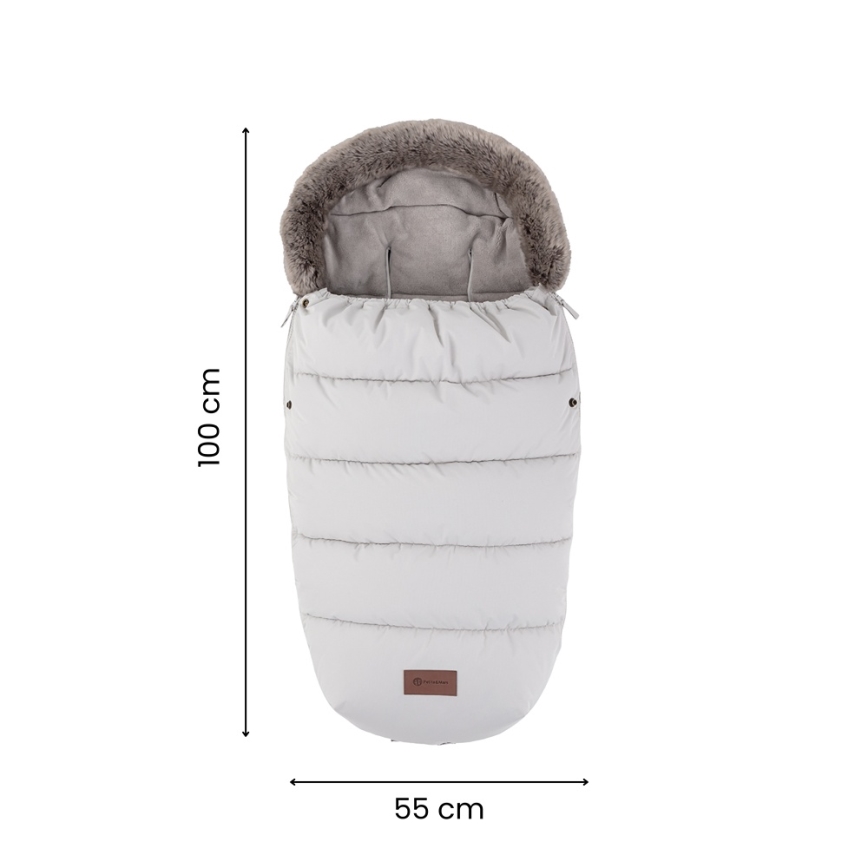 PETITE&MARS - SETTI Lasten vaunupussi 4-in-1 COMFY + työntöaisan lämmittimet FURRY Mocha Mousse