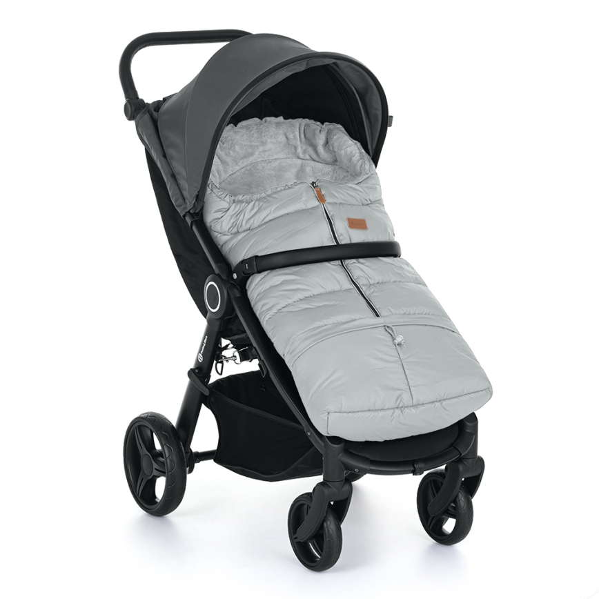PETITE&MARS - SETTI 3-in-1 lasten vaunupussi JIBOT + JASIE-vaunukäsineet vaaleanharmaa
