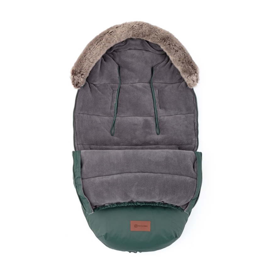 PETITE&MARS - SETTI Vaunupussi 4-in-1 COMFY + työntöaisan lämpökäsineet FURRY Khaki