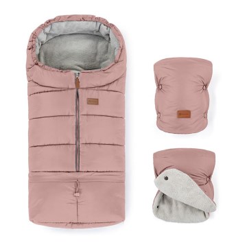 PETITE&MARS - SETTI Vauvan jalkapeite 3in1 JIBOT + käsisuojat rattaille JASIE pinkki