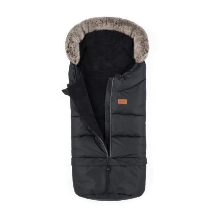PETITE&MARS - SETTI Vauvan jalkapeite 4in1 ARCTIC + rattaiden käsisuoja FURRY Forever Black