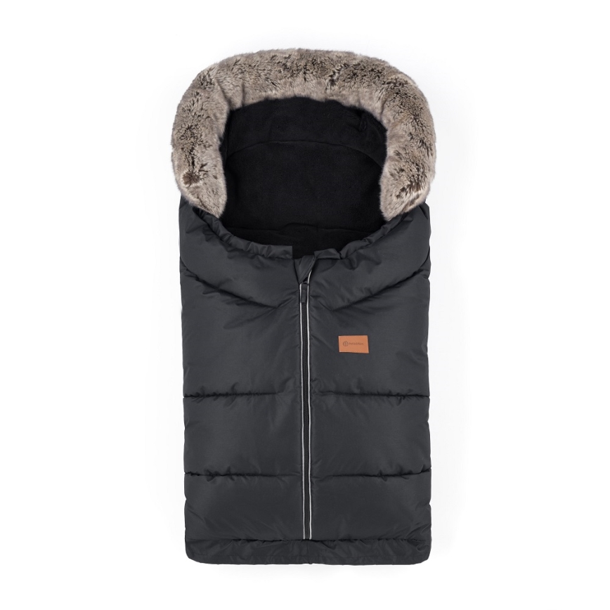 PETITE&MARS - SETTI Vauvan jalkapeite 4in1 ARCTIC + rattaiden käsisuoja FURRY Forever Black