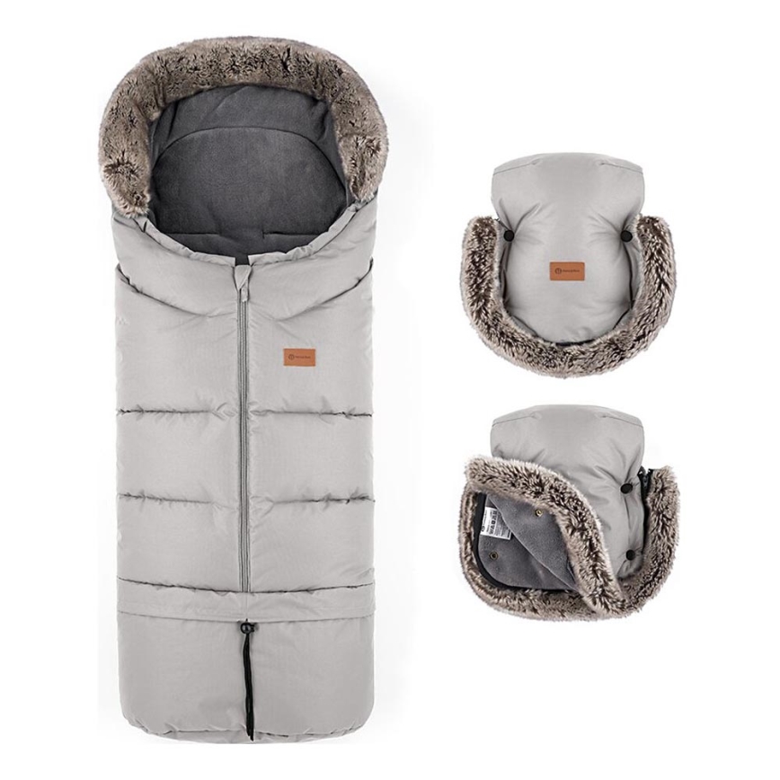PETITE&MARS-SETTI Vauvan jalkapeite 4in1 ARCTIC + rattaiden käsisuoja FURRY Champagne Shower