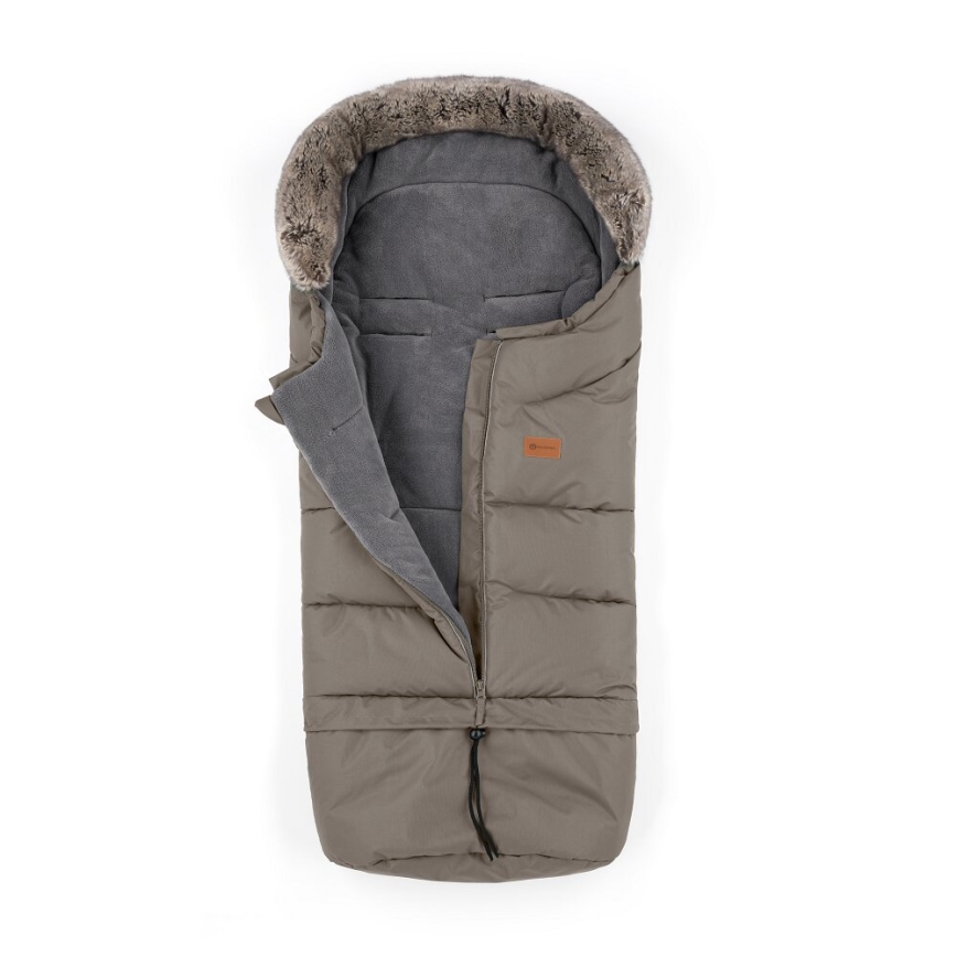 PETITE&MARS - SETTI Vauvan jalkapeite 4in1 ARCTIC + rattaiden käsisuoja FURRY Mocha Mousse