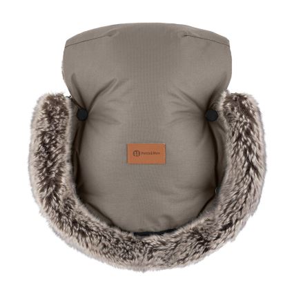 PETITE&MARS - SETTI Vauvan jalkapeite 4in1 ARCTIC + rattaiden käsisuoja FURRY Mocha Mousse