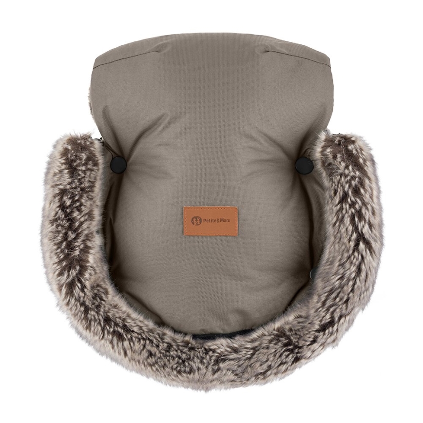 PETITE&MARS - SETTI Vauvan jalkapeite 4in1 ARCTIC + rattaiden käsisuoja FURRY Mocha Mousse