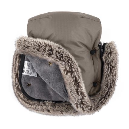 PETITE&MARS - SETTI Vauvan jalkapeite 4in1 ARCTIC + rattaiden käsisuoja FURRY Mocha Mousse
