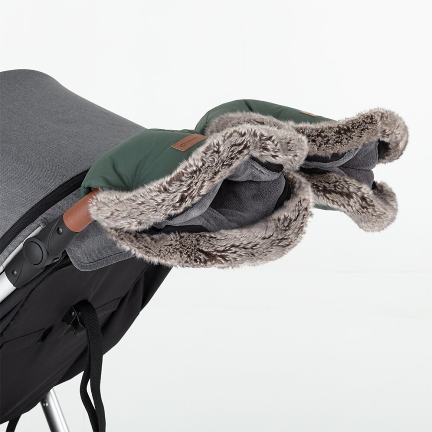 PETITE&MARS - SETTI Vauvan jalkapeite 4in1 ARCTIC + rattaiden käsisuoja FURRY Veritable Khaki