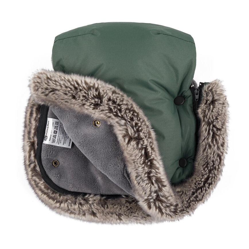 PETITE&MARS - SETTI Vauvan jalkapeite 4in1 ARCTIC + rattaiden käsisuoja FURRY Veritable Khaki