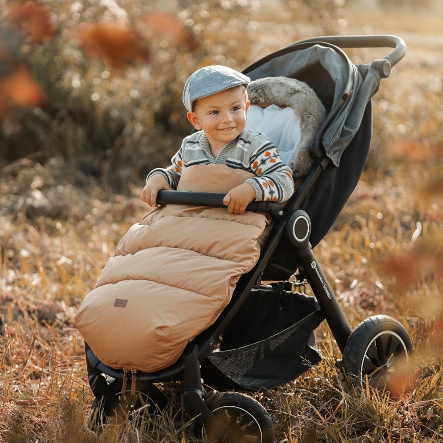 PETITE&MARS - SETTI Vauvan jalkapeite 4in1 COMFY + rattaiden käsisuoja FURRY Elegant Caramel