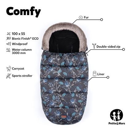 PETITE&MARS - SETTI Vauvan jalkapeite 4in1 COMFY + rattaiden käsisuoja FURRY Elegant Caramel