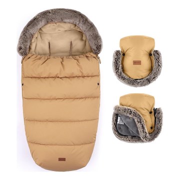 PETITE&MARS - SETTI Vauvan jalkapeite 4in1 COMFY + rattaiden käsisuoja FURRY Elegant Caramel