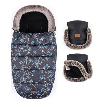 PETITE&MARS - SETTI Vauvan jalkapeite 4in1 COMFY Stylish Beauty + rattaiden käsisuoja FURRY Forever Black