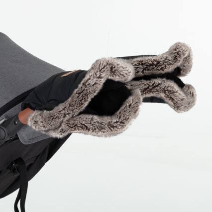 PETITE&MARS - SETTI Vauvan jalkapeite 4in1 COMFY Stylish Beauty + rattaiden käsisuoja FURRY Forever Black