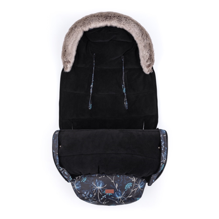 PETITE&MARS - SETTI Vauvan jalkapeite 4in1 COMFY Stylish Beauty + rattaiden käsisuoja FURRY Forever Black
