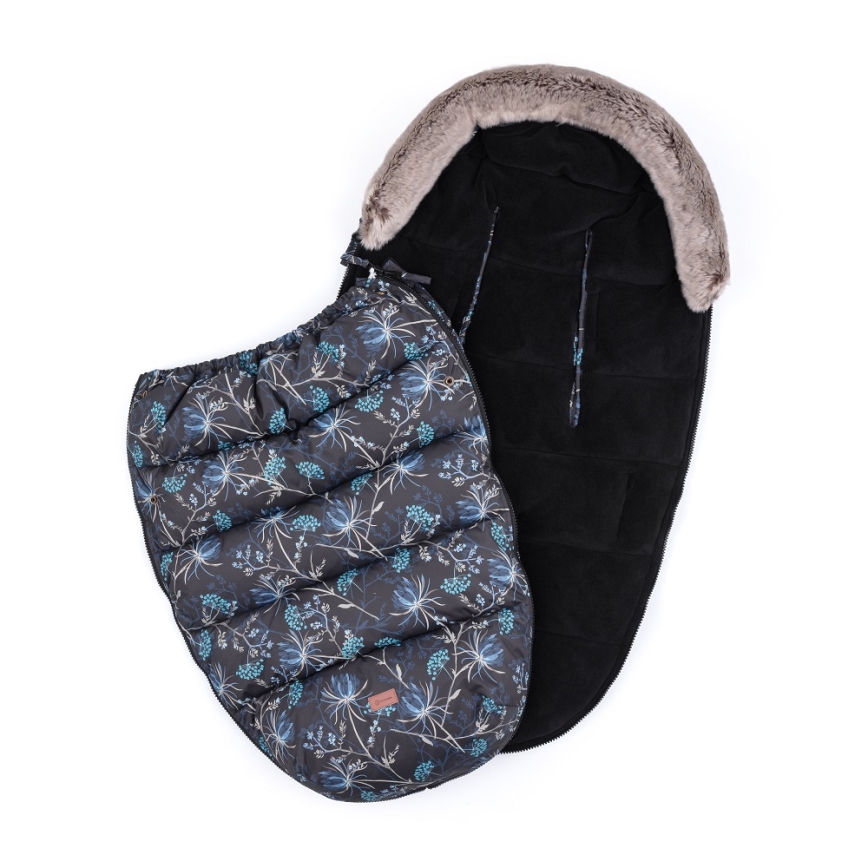 PETITE&MARS - SETTI Vauvan jalkapeite 4in1 COMFY Stylish Beauty + rattaiden käsisuoja FURRY Forever Black