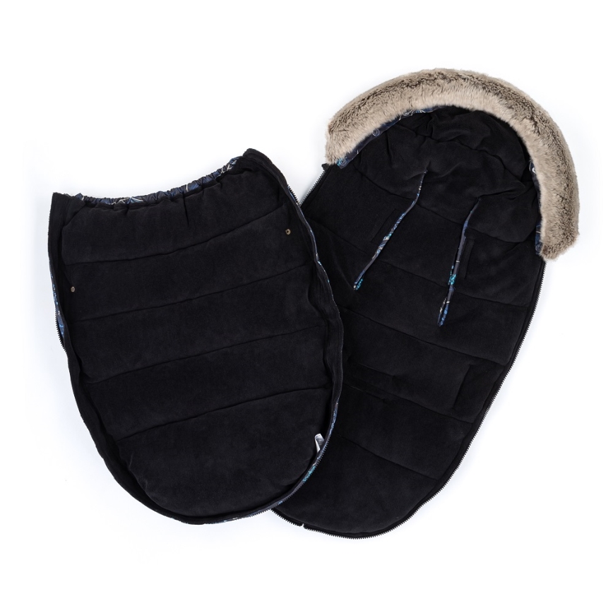 PETITE&MARS - SETTI Vauvan jalkapeite 4in1 COMFY Stylish Beauty + rattaiden käsisuoja FURRY Forever Black
