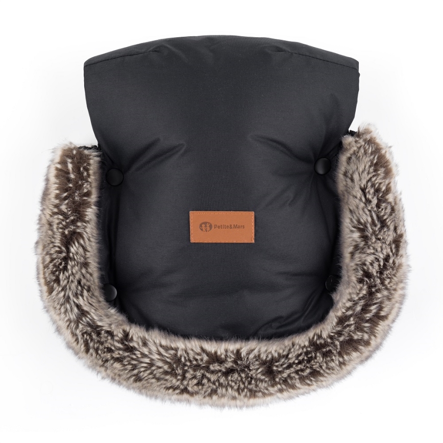 PETITE&MARS - SETTI Vauvan jalkapeite 4in1 COMFY Stylish Beauty + rattaiden käsisuoja FURRY Forever Black