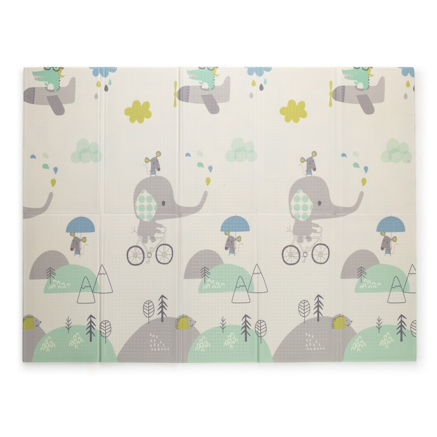 PETITE&MARS - Taitettava leikkimatto CAMPY ELEPHANT&CITY