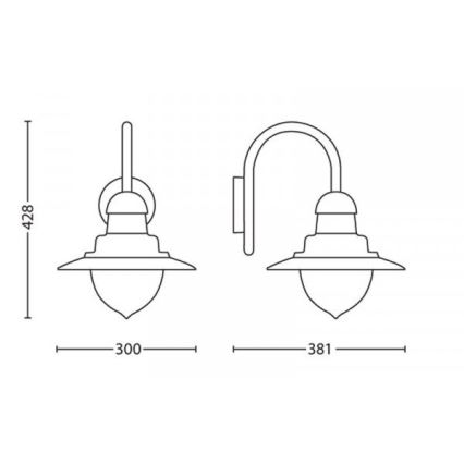 Philips 01652/06/PN - Ulkoseinävalaisin MYGARDEN RAINDROP 1xE27/53W/230V IP44