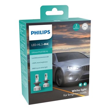 Philips 11342U51X2 - SETTI 2x LED Autopolttimo Ultinon Pro5100 H4 P43t-38/12W/12/24V 5800K