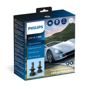 Philips 11342U91X2 -SETTI 2x LED Autopolttimo Ultinon 9100 H4 P43t-38/13,2W/12/24V 5800K
