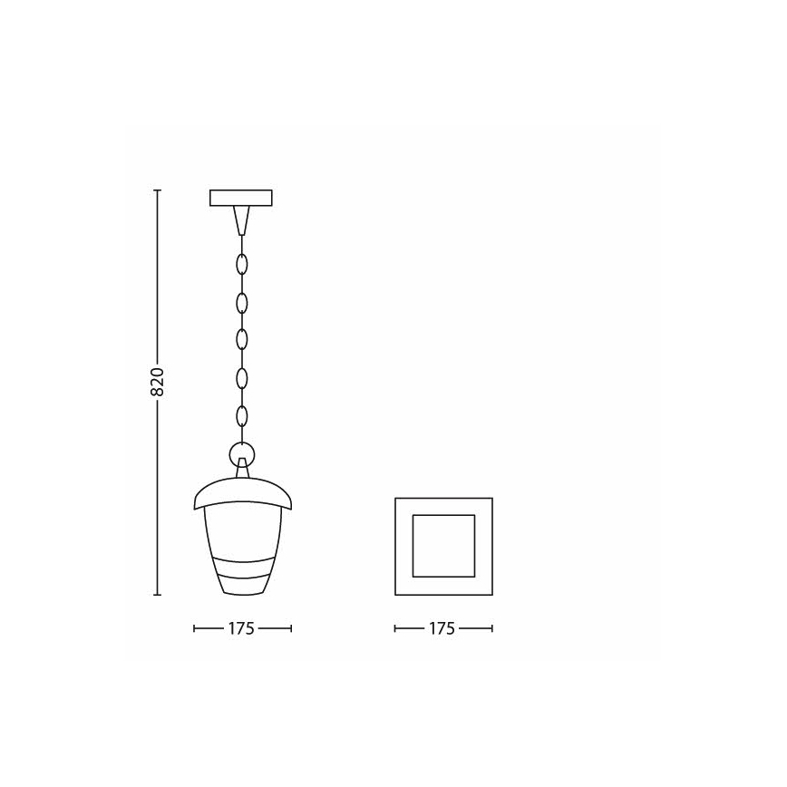 Philips - Ulkoriippukattokruunu 1xE27/60W/230V musta IP44
