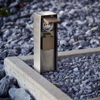 Philips 17108/47/16 - Ulkopistorasiapylväs MYGARDEN ROCK 230V IP44 SCHUKO