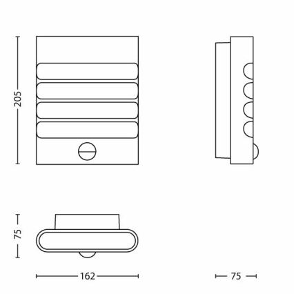 Philips - LED-ulkovalaisin anturilla 1xLED/3W IP44