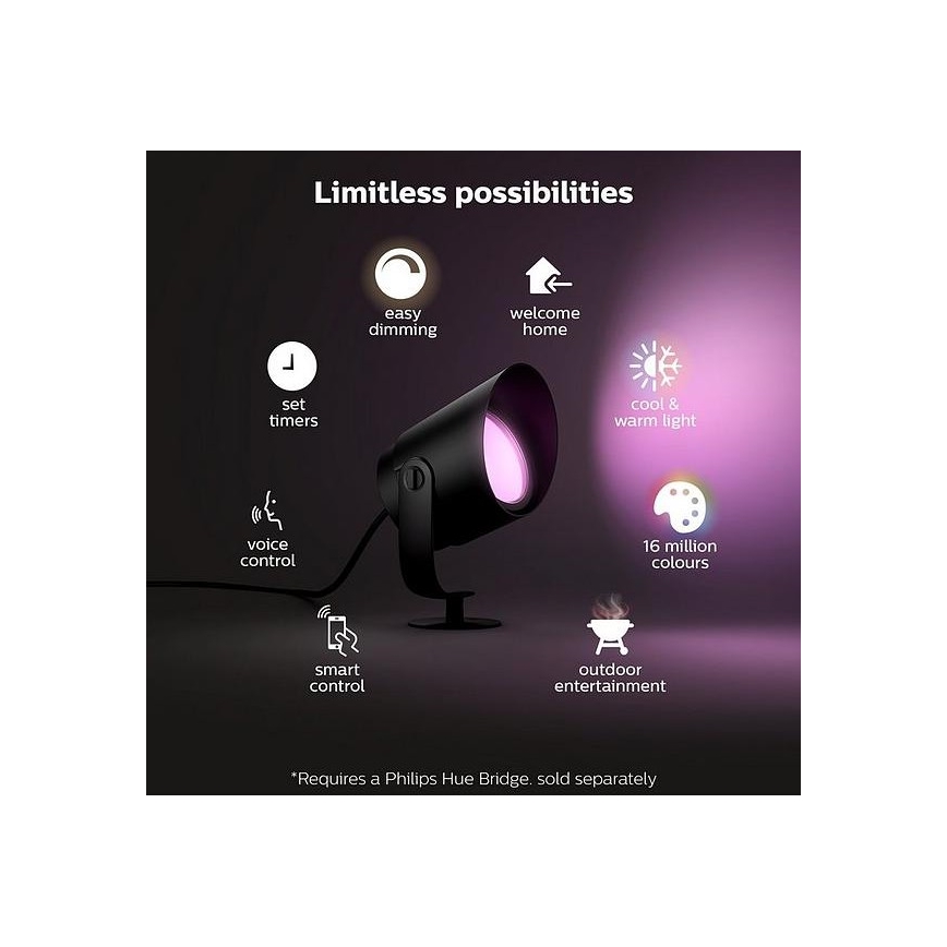 Philips - LED RGB Himmennettävä ulkolamppu Hue LILY LED/15W/230V IP65