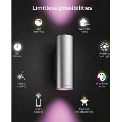 Philips - LED RGBW Himmennettävä ulkoseinävalaisin Hue APPEAR 2xLED/8W/230V IP44