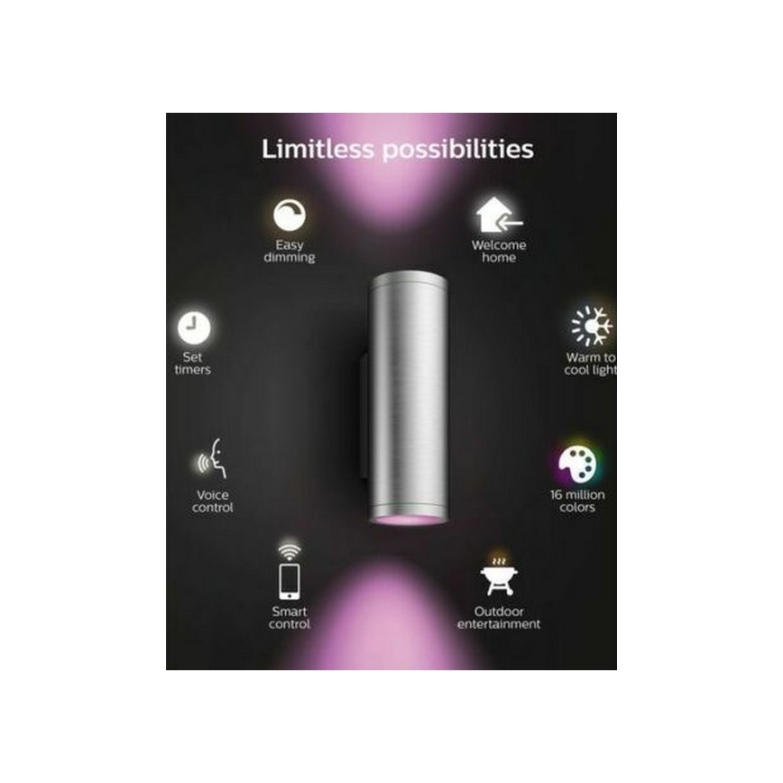 Philips - LED RGBW Himmennettävä ulkoseinävalaisin Hue APPEAR 2xLED/8W/230V IP44