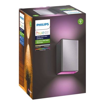 LED RGBW Himmennettävä ulkoseinävalaisin Hue RESONATE 2xLED/8W/230V 2000-6500K IP44