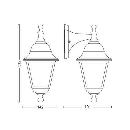 Philips 1747230PN - Seinävalaisin LIMA 1xE27/60W/230V IP44