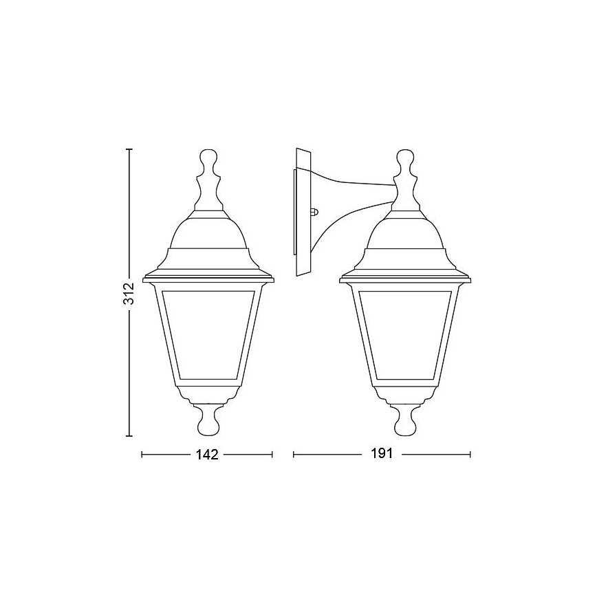 Philips 1747230PN - Seinävalaisin LIMA 1xE27/60W/230V IP44