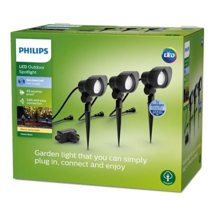 Philips -SARJA 3x LED Ulkovalaisin LED/6W/230V 2700K IP44