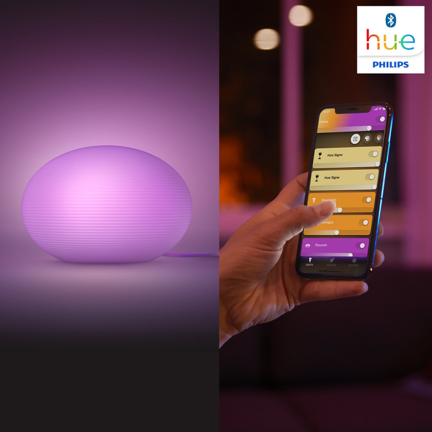 Philips - LED RGB Himmennettävä pöytälamppu Hue FLOURISH Valkoinen ja väri Ambience 1xE27/9,5W/230V