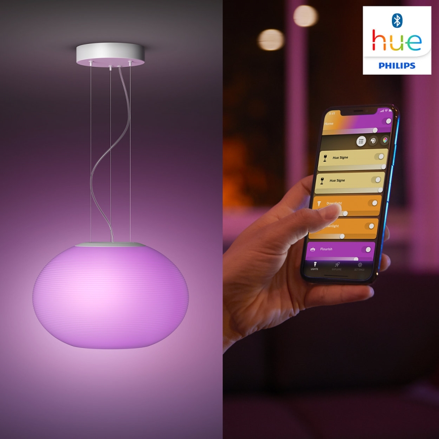 Philips - LED RGBW Himmennettävä kattokruunu johdossa Hue FLOURISH LED/39W/230V