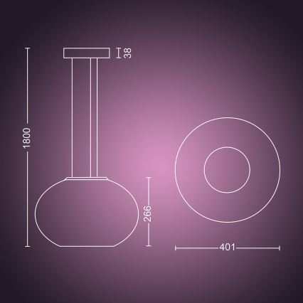 Philips - LED RGBW Himmennettävä kattokruunu johdossa Hue FLOURISH LED/39W/230V