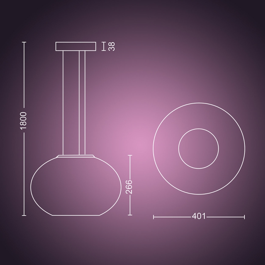 Philips - LED RGBW Himmennettävä kattokruunu johdossa Hue FLOURISH LED/39W/230V