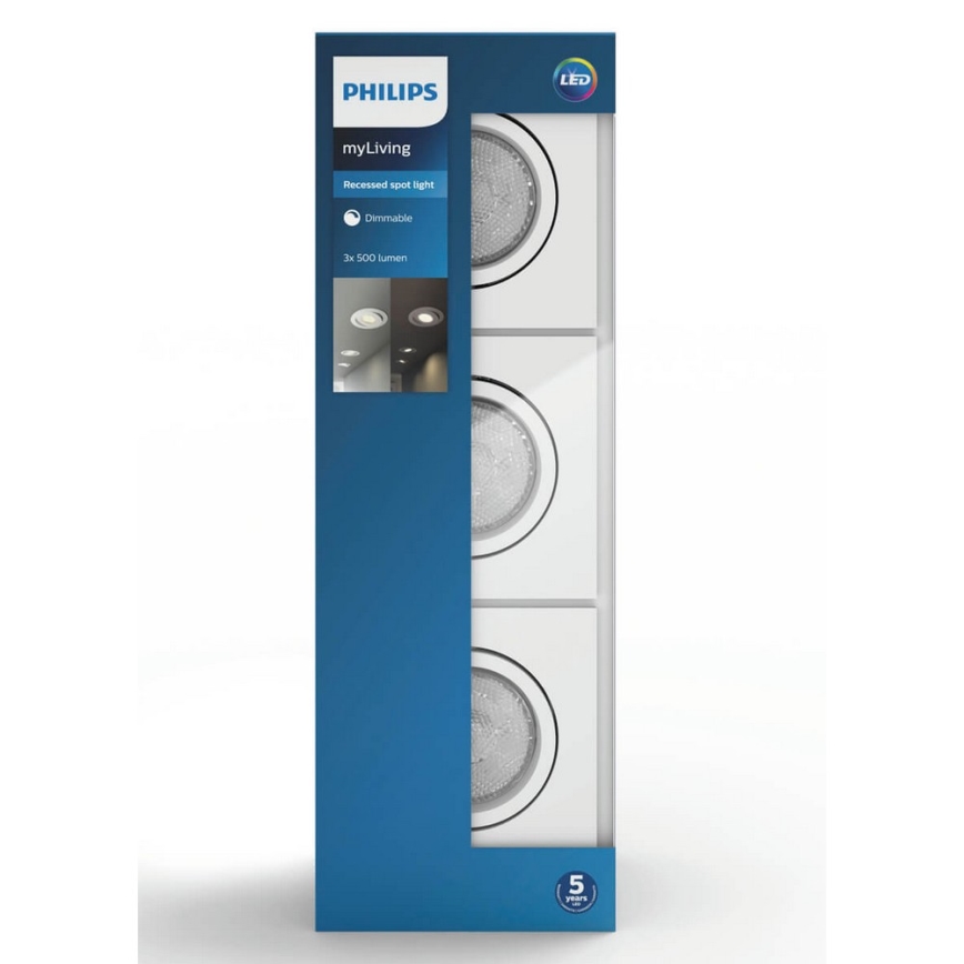 Philips 50123/31/P0 - SETTI 3x Himmennettävä riippuva LED-kattovalaisin MYLIVING CASEMENT LED/4,5W/230V