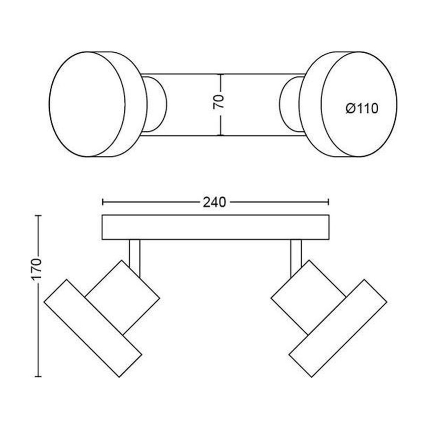 Philips 50602/30/P0 - Himmennettävä LED-kohdevalo BUKKO 2xLED/4,5W/230V