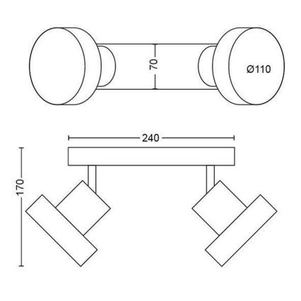 Philips 50602/31/P0 - LED-kohdevalaisin BUKKO 2xLED/4,5W/230V