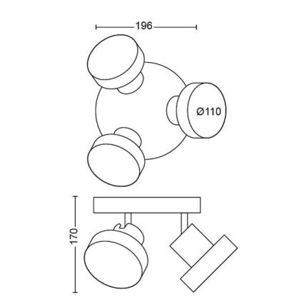 Philips 50603/30/P0 - Himmennettävä LED-kohdevalo BUKKO 3xLED/4,3W/230V