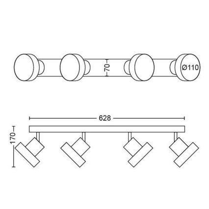 Philips 50604/30/P0 - LED-kohdevalaisin BUKKO 4xLED/4,3W/230V