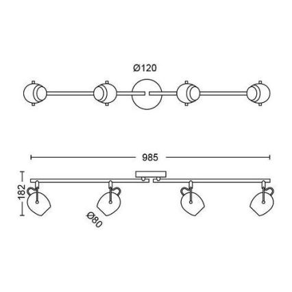 Philips 50614/30/P0 - LED-kohdevalaisin RIVANO 4xLED/4,3W/230V