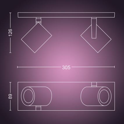 Philips - LED RGBW Himmennettävä kohdevalo Hue ARGENA 2xGU10/5,7W/230V