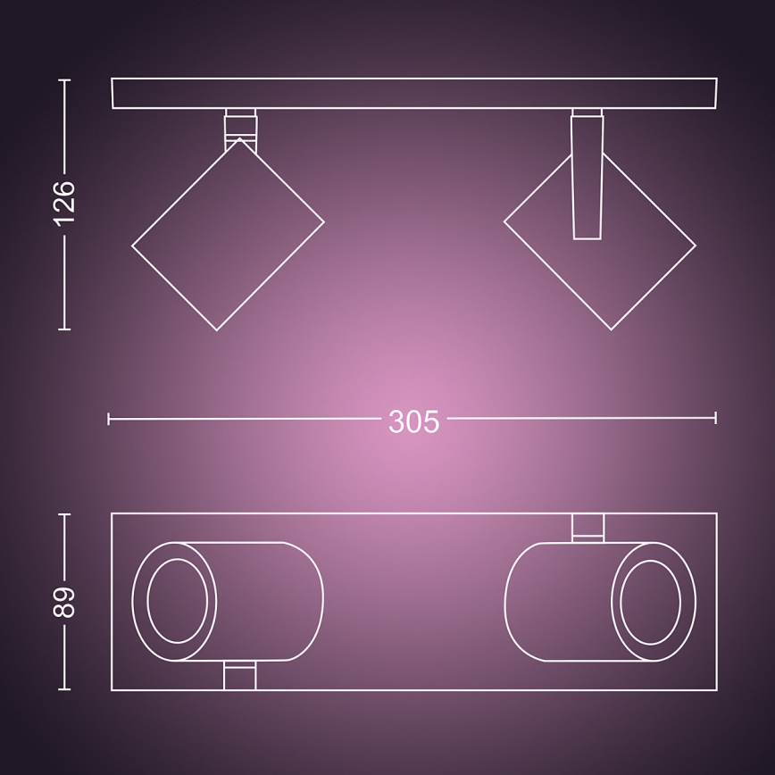 Philips - LED RGBW Himmennettävä kohdevalo Hue ARGENA 2xGU10/5,7W/230V