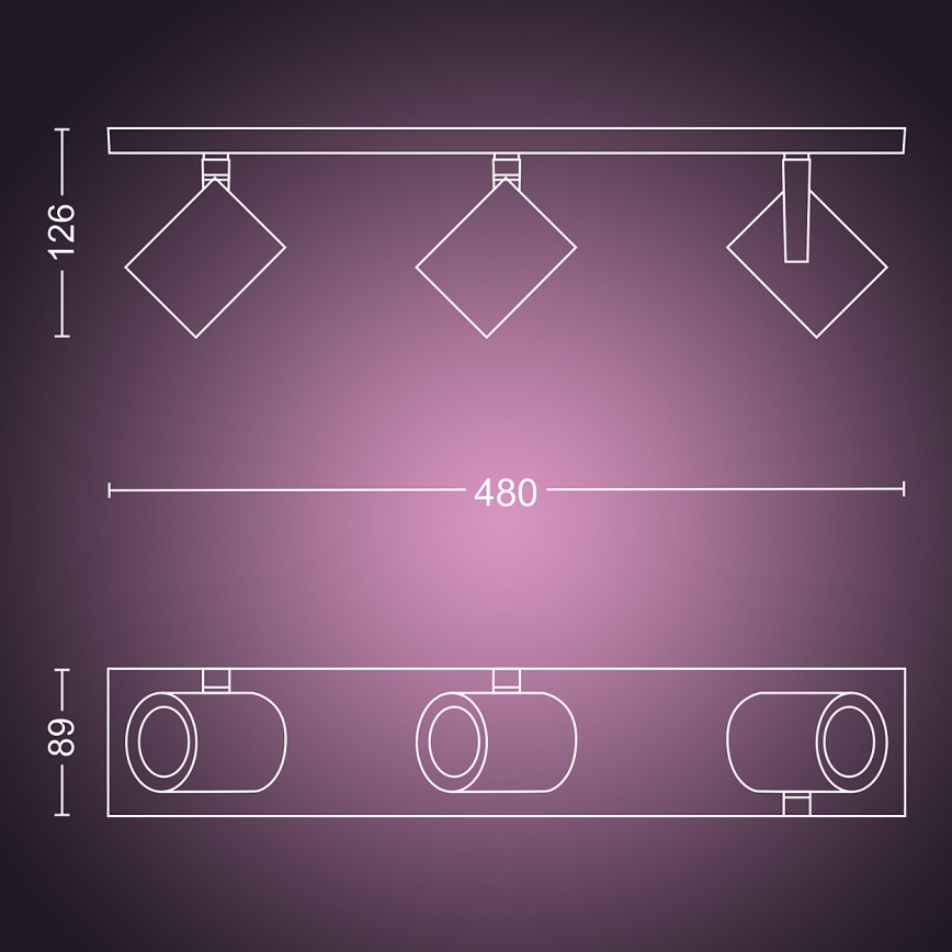 Philips - LED RGBW Himmennettävä kohdevalo Hue ARGENA 3xGU10/5,7W/230V